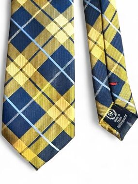 Chaps yellow and navy blue plaid tie formal professional business graduation